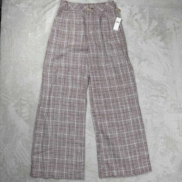 brown plaid dress pants women Brown Plaid Blazer Wide Leg Pantsuit Set Brown / M main image 1